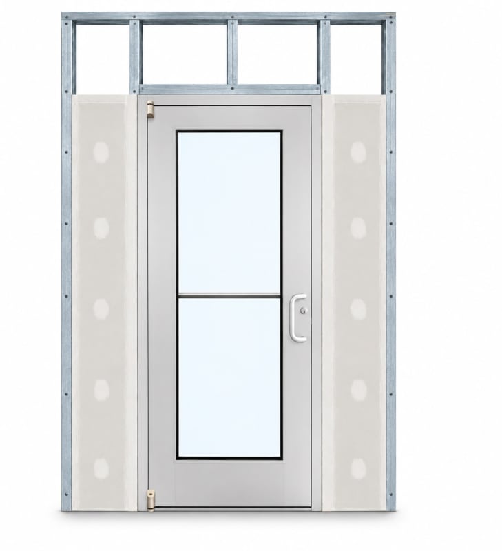 Wide Stile Commercial Aluminum Storefront Door and Frame, High Traffic & Abuse, Interior Metal Stud Wall, 36" x 84" Right Hand, 1" Low-E Glass, Clear Anodized