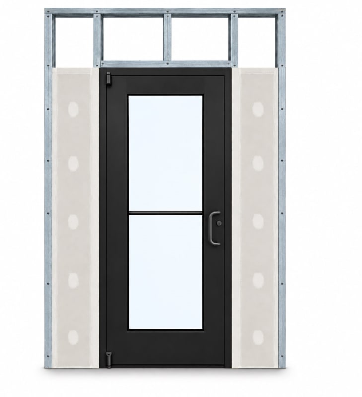 Wide Stile Commercial Aluminum Storefront Door and Frame, High Traffic & Abuse, Interior Metal Stud Wall, 48" x 80" Right Hand, 1/4" Tempered Clear Glass, Dark Bronze Anodized