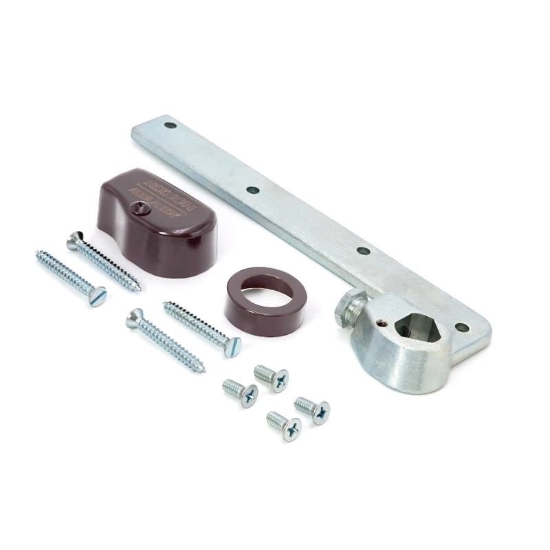 Rixson Left Hand 3/4 in. Offset Bottom Arm Assembly, Aluminum Finish For Rixson 25 Triangle Spindle Floor Closer