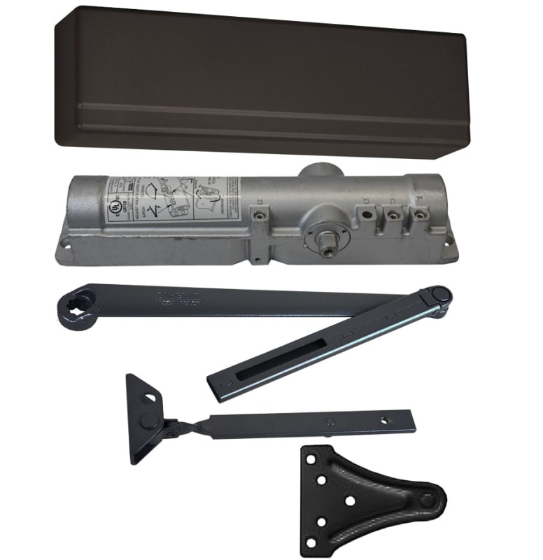 Sargent Commercial Door Closer, 11-1/8 Inch x 1 Inch Mounting Holes, Adjustable Spring, Non Handed, Standard Arm, Dark Bronze Finish