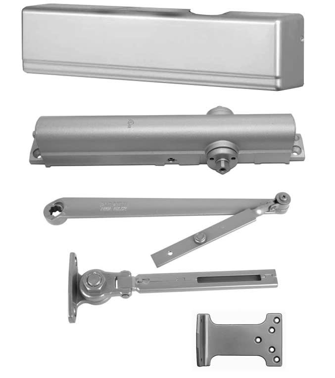 Sargent 12 Inch x 3/4 Inch Mounting Hole Commercial Grade 1 Door Closer With Cover, Hold Open Arm, Aluminum Finish