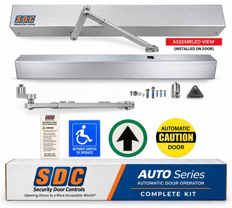 SDC AUTO Series Architectural ADA Automatic Door Opener â€“ Belt Driven Low Energy Swing Door Operator â€“ Single Door