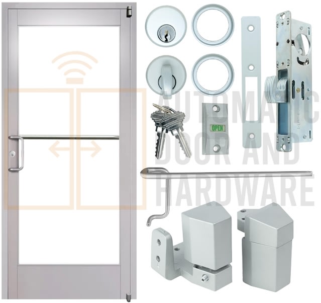 Storefront Pro Hardware (3070) 36 in. x 84 in. Left Hand ADA Handicap Accessible Commercial Storefront Glass Door and Frame, Lock and Indicator, and Cylinder Guard, Clear Anodized Finish, Glass Not Included Storefront Pro Hardware (3070) 36 in. x 84 in. Left Hand ADA Handicap Accessible Commercial Storefront Glass Door and Frame, Lock and Indicator, and Cylinder Guard, Clear Anodized Finish, Glass Not Included