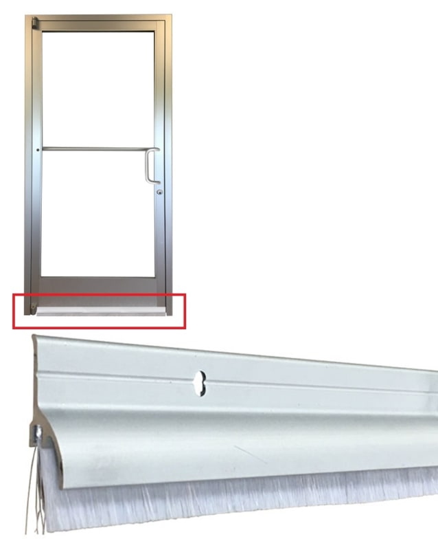 Storefront Pro Hardware 7/16 Inch Bottom Brush Sweep With 1-1/2 Inch Rain Cap For 48 Inch Wide Storefront Door
