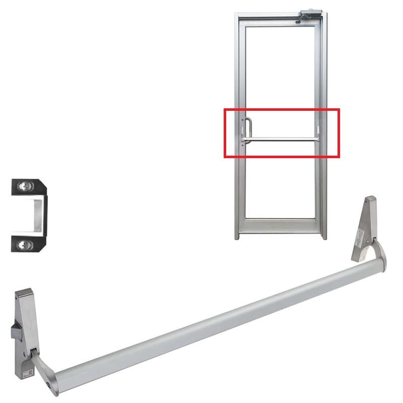 Storefront Pro Hardware AL10 Series Aluminum Finish Left Hand Reverse Panic Rated Crash Bar For Narrow Stile Storefront Door