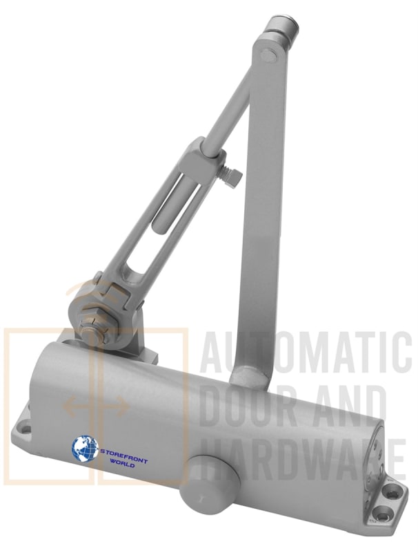 Storefront World FS853HO Surface Door Closer, Spring Size 3, Hold Open Arm Pull Side, Aluminum Finish