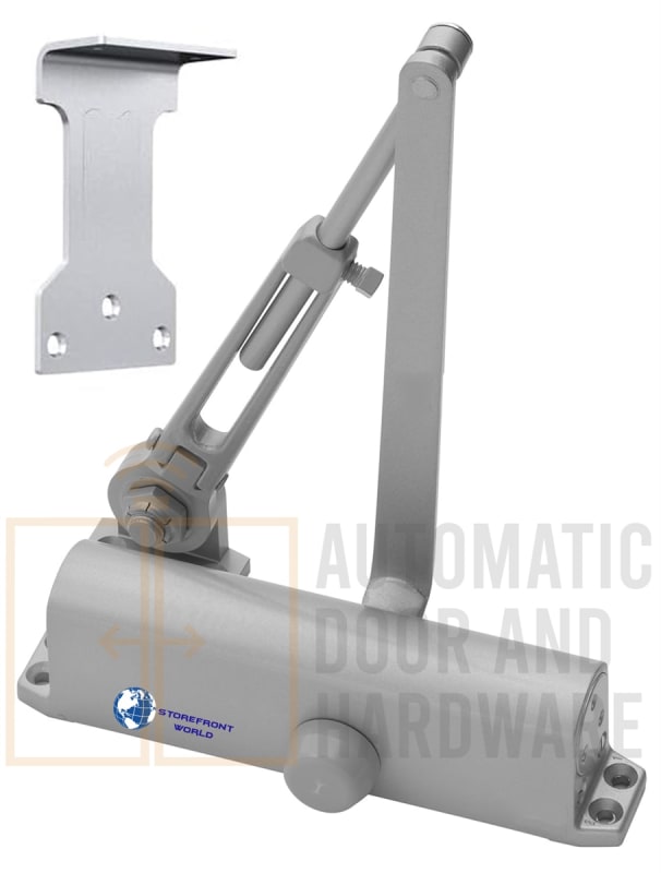 Storefront World FS855PHO Surface Door Closer, Spring Size 5, Parallel Hold Open Arm Push Side, Aluminum Finish