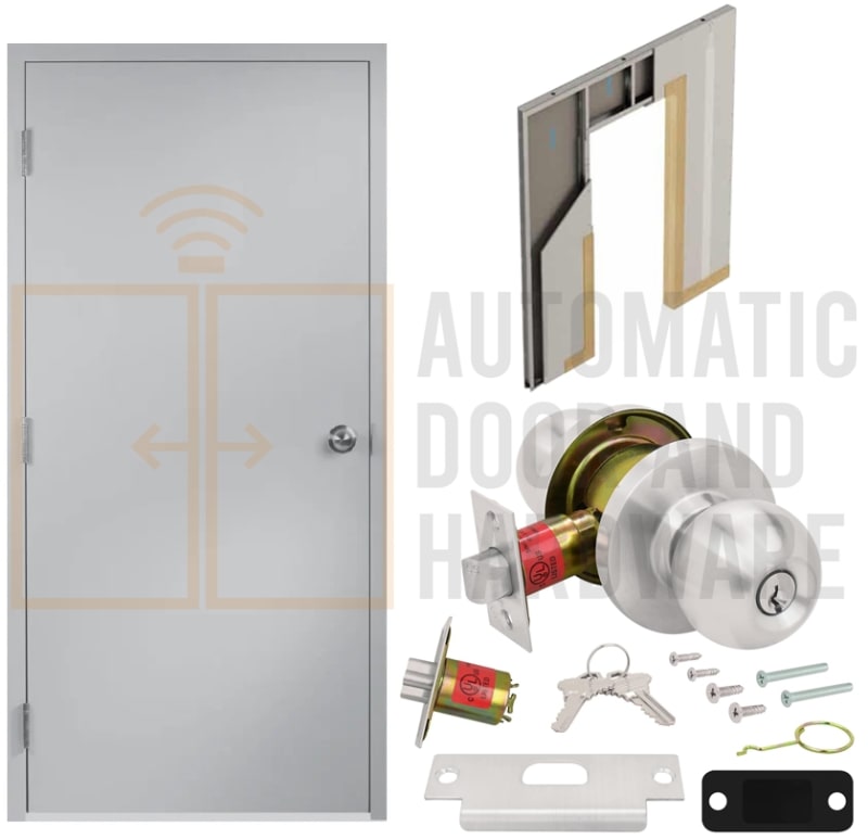 Steelworx (3070) 36 in. x 84 in. Left Hand Reverse Architectural Industrial Steel Door, 18 Gauge Cold Rolled Steel, 5-7/8 in. Jamb Depth Drywall Frame (2 x 4 Wall With 5/8 in. Drywall On Each Side), Hinges, and Knob Handle (5 Day Production Time)