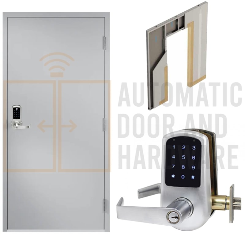 Steelworx (3070) 36 in. x 84 in. Right Hand Reverse Architectural Industrial Steel Door, 5-7/8 in. Jamb Depth Drywall Frame (2 x 4 Wall With 5/8 in. Drywall On Each Side), Hinges, and Digital Keyless Lock (5 Day Production Time) Steelworx (3070) 36 in. x 84 in. Right Hand Reverse Architectural Industrial Steel Door, 5-7/8 in. Jamb Depth Drywall Frame (2 x 4 Wall With 5/8 in. Drywall On Each Side), Hinges, and Digital Keyless Lock (5 Day Production Time)