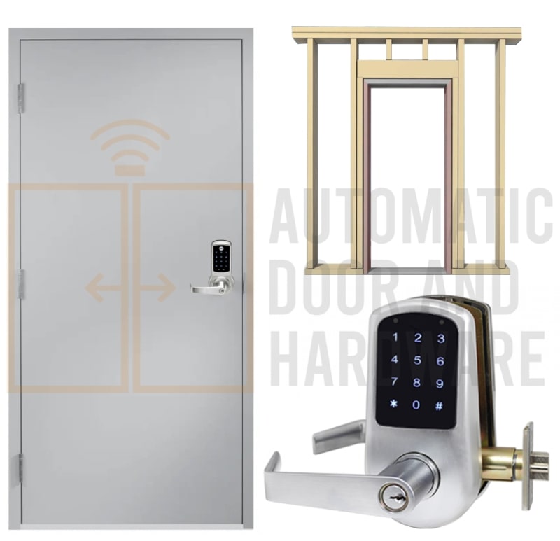 Steelworx (3070) 36 in. x 84 in. Left Hand Reverse Architectural Industrial Steel Door, 18 Gauge Cold Rolled Steel, 5-3/4 in. Jamb Depth Wood or Metal Stud Wall Frame, Hinges, and Digital Keyless Lock (5 Day Production Time)