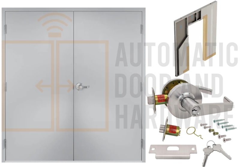 Steelworx (6068) 72 in. x 80 in. Right Hand Reverse Active Architectural Industrial Steel Double Door, 18 Gauge Cold Rolled Steel, 5-7/8 in. Jamb Depth Drywall Frame (2 x 4 Wall With 5/8 in. Drywall On Each Side), and Hardware (5 Day Production Time)