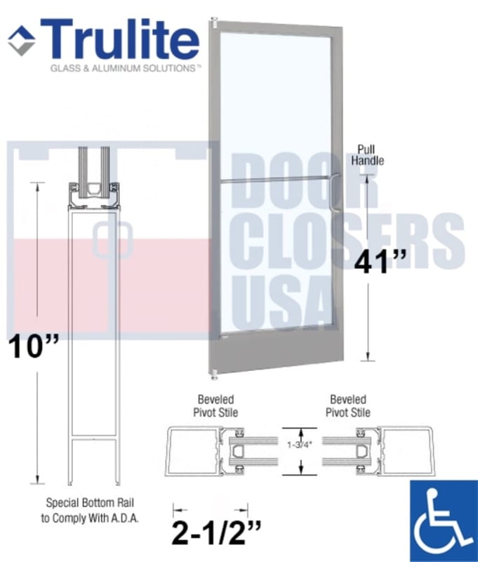 Trulite Series 200 ADA Storefront Door - RH - 36" x 84" - Clear Anodized