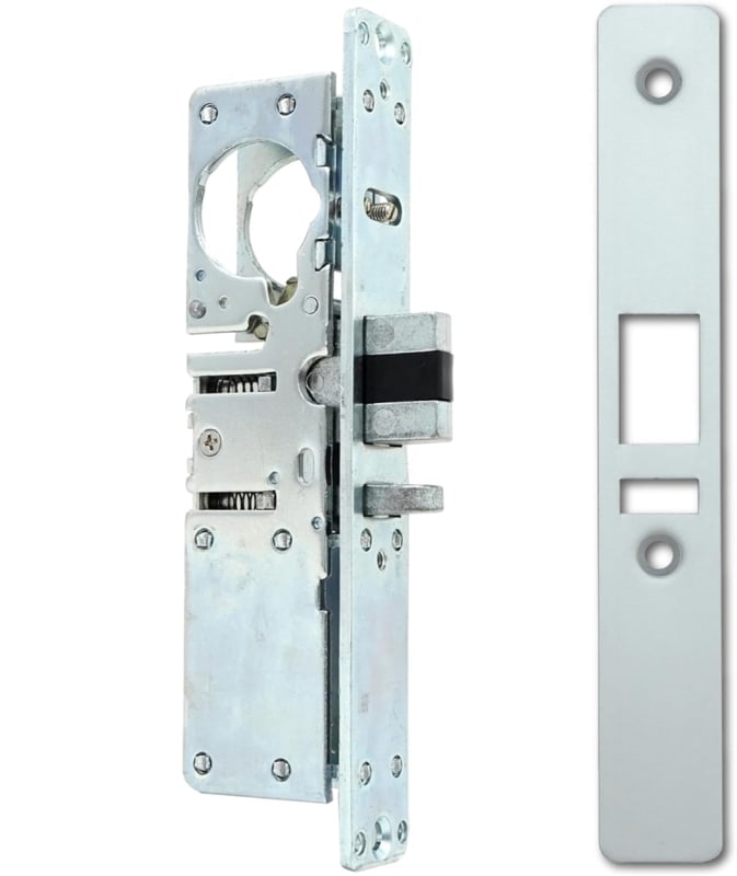 Trulite Storefront Door Right Hand Deadlatch Lock, 31/32 in. Backset, For Exit Only or 2 Way Traffic Applications, Aluminum Finish