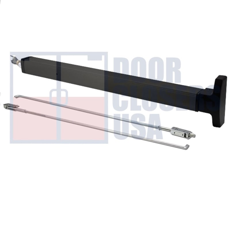 Tubelite 6-5/8 in. Concealed Vertical Rod Panic Bar With Built In Motorized Latch Retraction, For 36 in. Wide x 84 in. Tall Door, Dark Bronze Finish Tubelite 6-5/8 in. Concealed Vertical Rod Panic Bar With Built In Motorized Latch Retraction, For 36 in. Wide x 84 in. Tall Door, Dark Bronze Finish