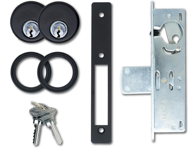 Tubelite Commercial Door Dead Bolt Lock Kit With Mortise Key Cylinder On Each Side, 1-1/8 in. Backset, Dark Bronze Finish