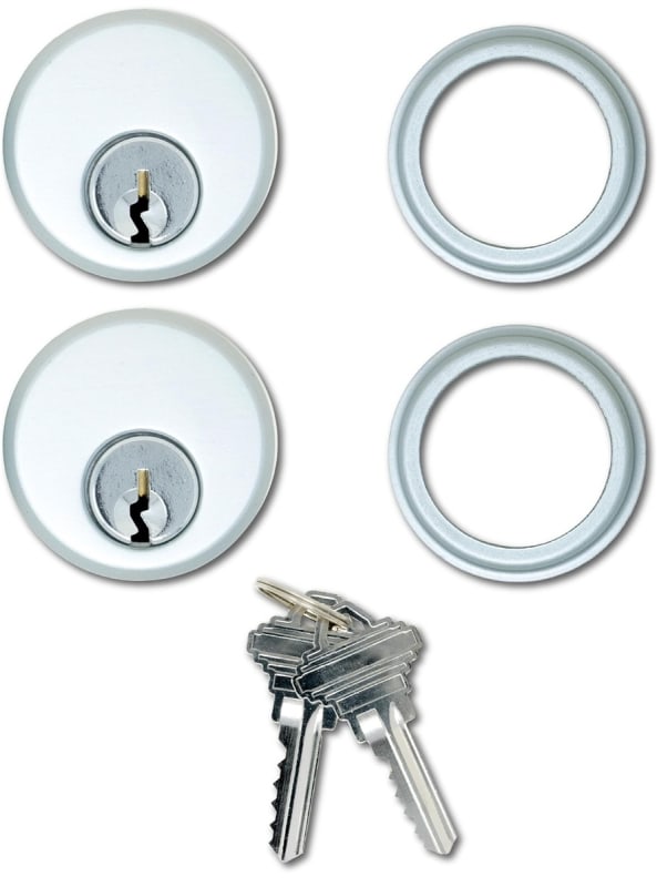 Tubelite Mortise Key Cylinder Lock, 2 Pack, Keyed Alike (Same Keys), Aluminum Finish