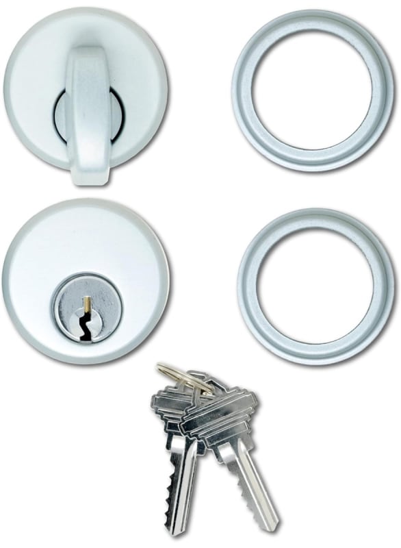 Tubelite Outside Mortise Key Lock Cylinder and Inside Thumbturn Cylinder, Aluminum Finish