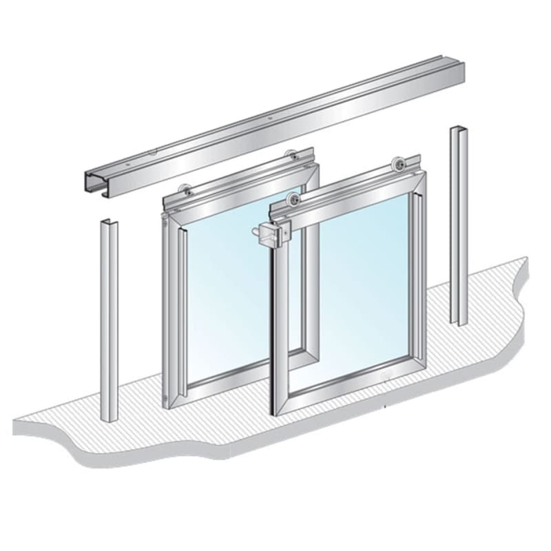Commercial Interior Transaction Service Window, 48 in. Width x 48 in. Height, X-X Slide Configuration, Satin Anodized Finish With 1/4 in. Tempered Clear Glass