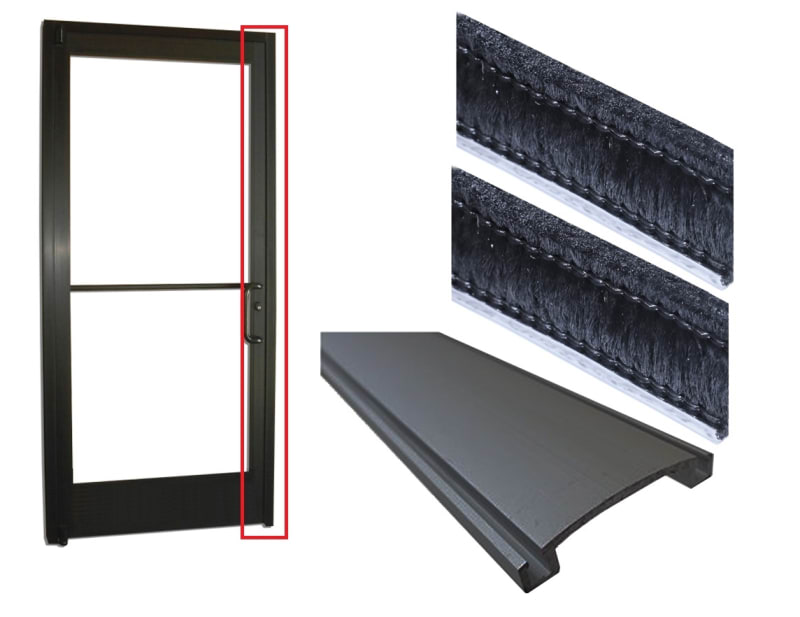 US Aluminum Dark Bronze Leading Stile With Weatherstripping For 84 Inch Tall Commercial Glass Storefront Door