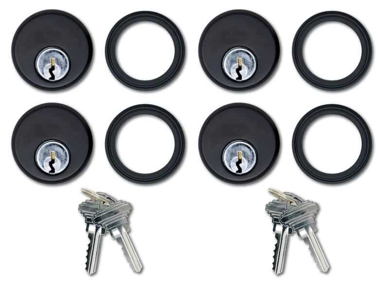 United States Aluminum Mortise Key Cylinder Lock, 4 Pack, Keyed Alike (Same Keys), Dark Bronze Finish