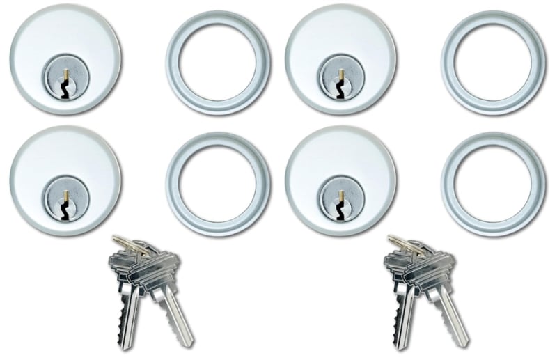 Vistawall Mortise Key Cylinder Lock, 4 Pack, Keyed Alike (Same Keys), Aluminum Finis