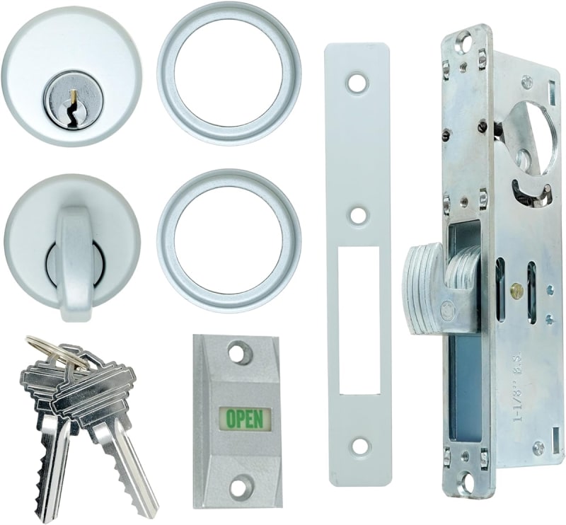 Vistawall ADA Compliant Storefront Door Hook Bolt Deadlock Kit With (2) Mortise Key Cylinders and Lock Indicator