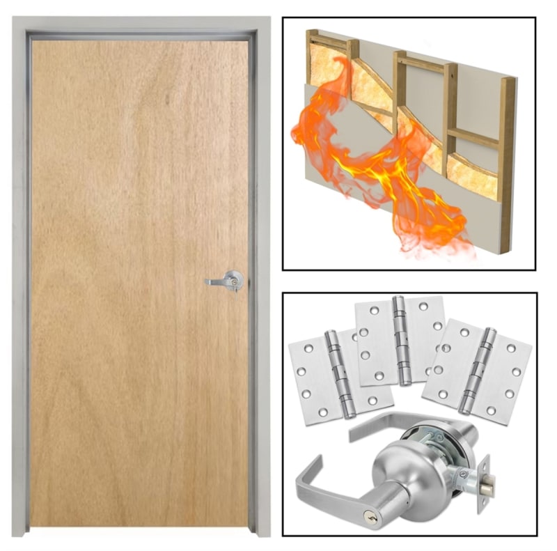 20 Minute Fire Rated Interior Commercial Wood Door and Frame, 36 in. x 84 in. Left Hand, Solid Core Unfinished Birch Veneer (Stain Ready), Includes Lever and Hardware 20 Minute Fire Rated Interior Commercial Wood Door and Frame, 36 in. x 84 in. Left Hand, Solid Core Unfinished Birch Veneer (Stain Ready), Includes Lever and Hardware