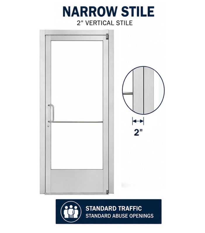 Narrow Stile - For Standard Foot Traffic & Normal Abuse Openings