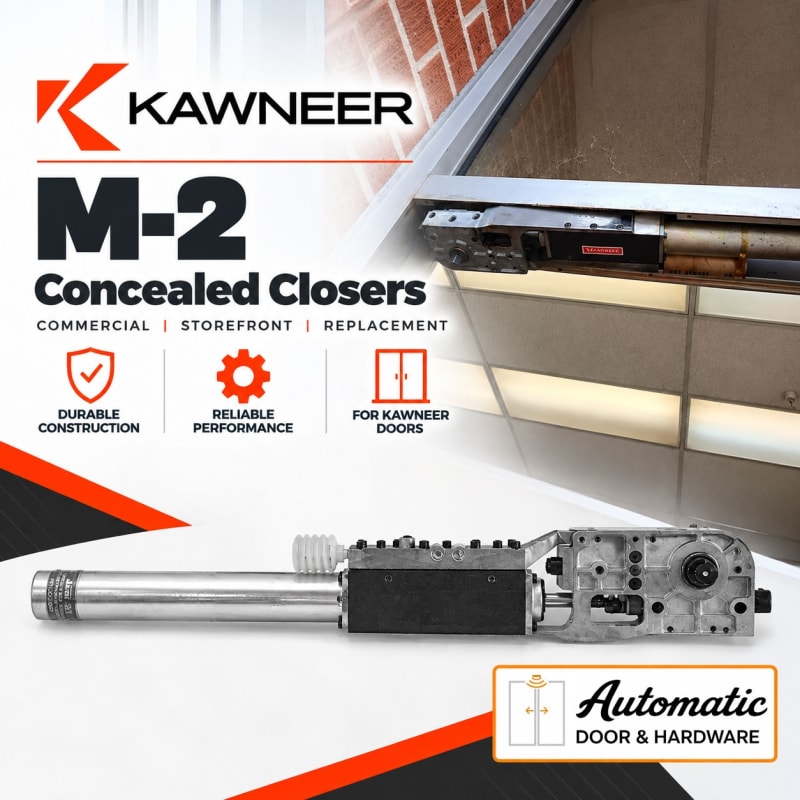 Kawneer M-2 Concealed Closer (2 Mounting Screws On Dress Plate & Exposed Oil Reservoir)