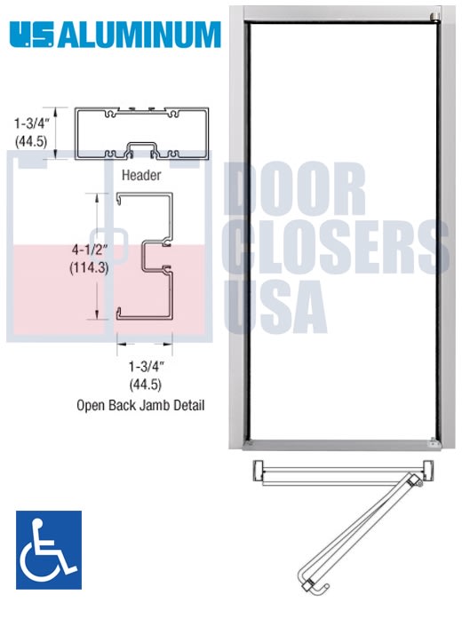 United States Aluminum 450 Series 1-3/4" x 4-1/2" Open Back Storefront Door Frames - Commercial Aluminum Entrance Frames