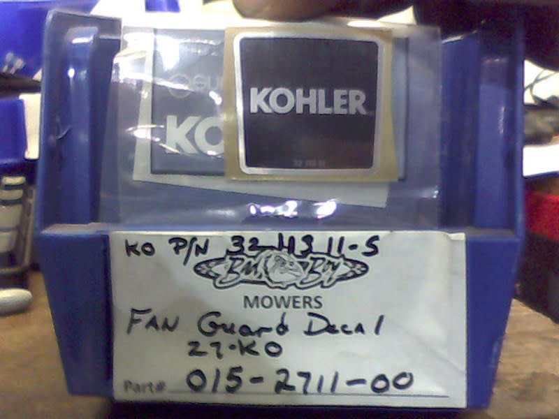 Fan Guard Decal-27 Kohler Bad Boy Part# 015-2711-00