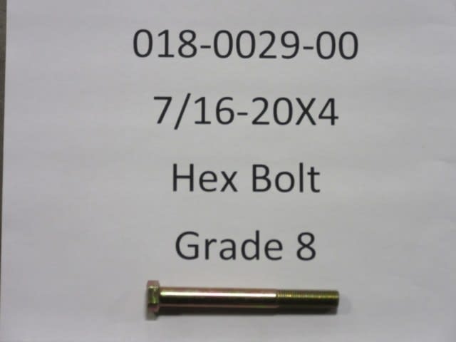 7/16-20x4" Hex Bolt Gr.8 - Bad Boy Part# 018-0029-00