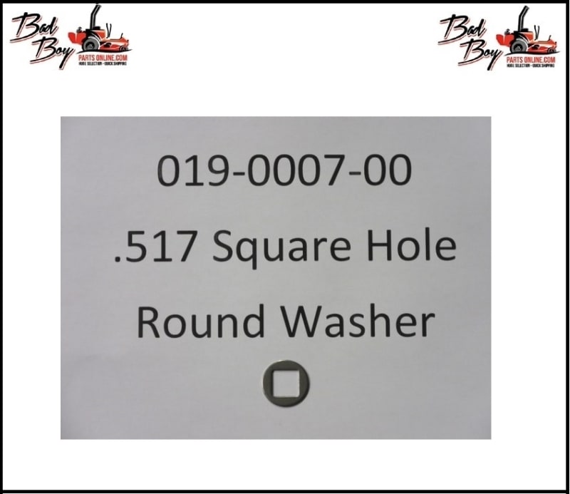 .517 Square Hole Round Washer, Bad Boy Part #019-0007-00