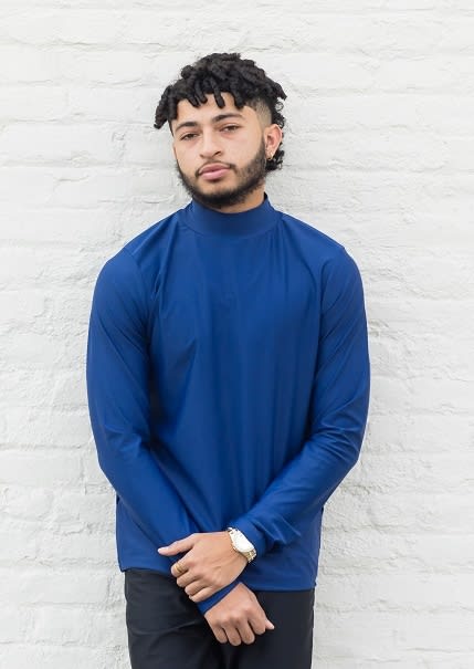 Boys/Mens Mock Neck Long Sleeve  (Mesh)