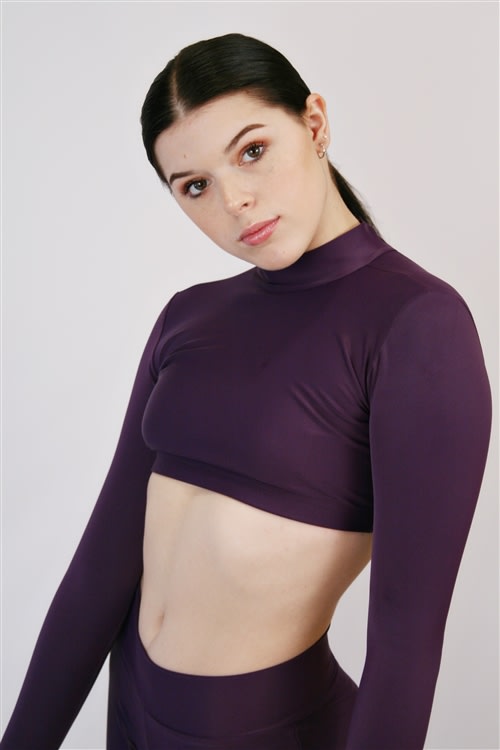 T- Mock Neck Long Sleeve Top (Spandex)