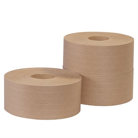 REINFORCED WATER ACTIVATED TAPE, 3" x 450',  Kraft non asphaltic, 10 Rolls per Case