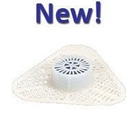 Urinal screens and deodorant blocks for odor control and restroom hygiene.