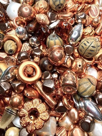 BD02412, copper medley bead mix, big beads, bead mix, designer beads, focal  beads, vintage beads, horn