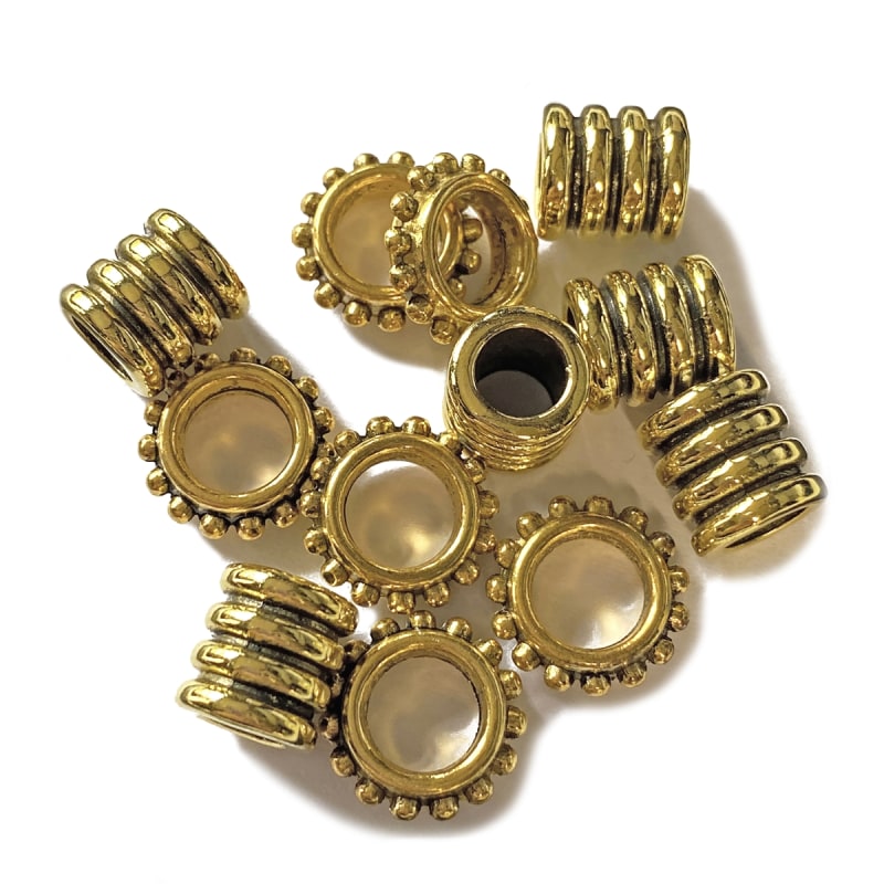 2mm Round Crimp Beads, Antique Brass - Golden Age Beads