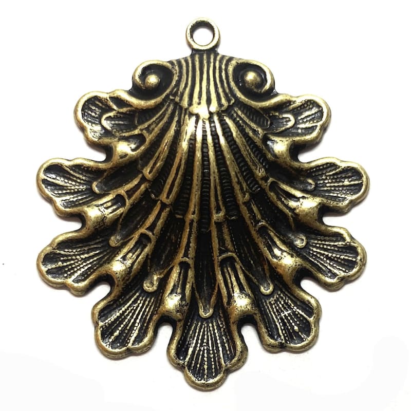 Large Seashell Stamping Brass Ox 48x43mm