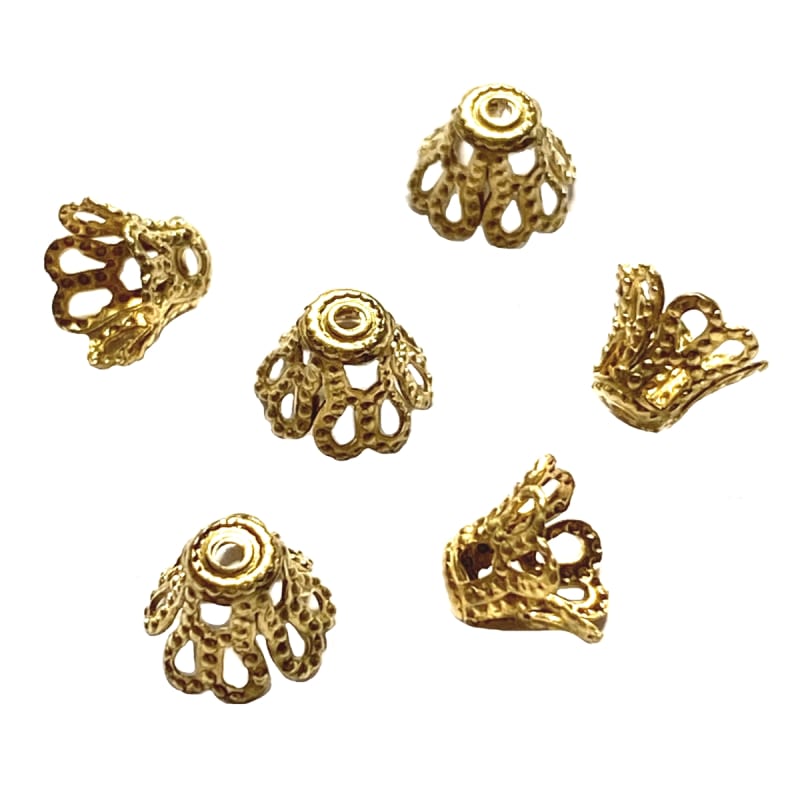 brass filigree bead caps, raw brass, 09004, lacy filigree, victorian style,  cap, caps, metal beads, unplated