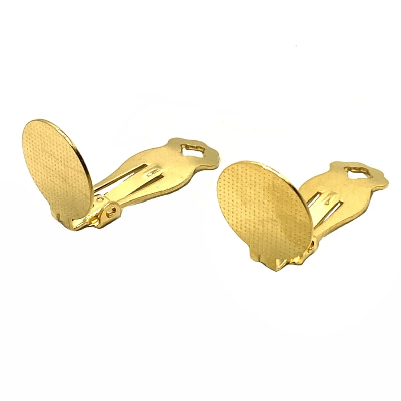 2 Pairs Gold Plated Clip On Clipon Earrings Findings