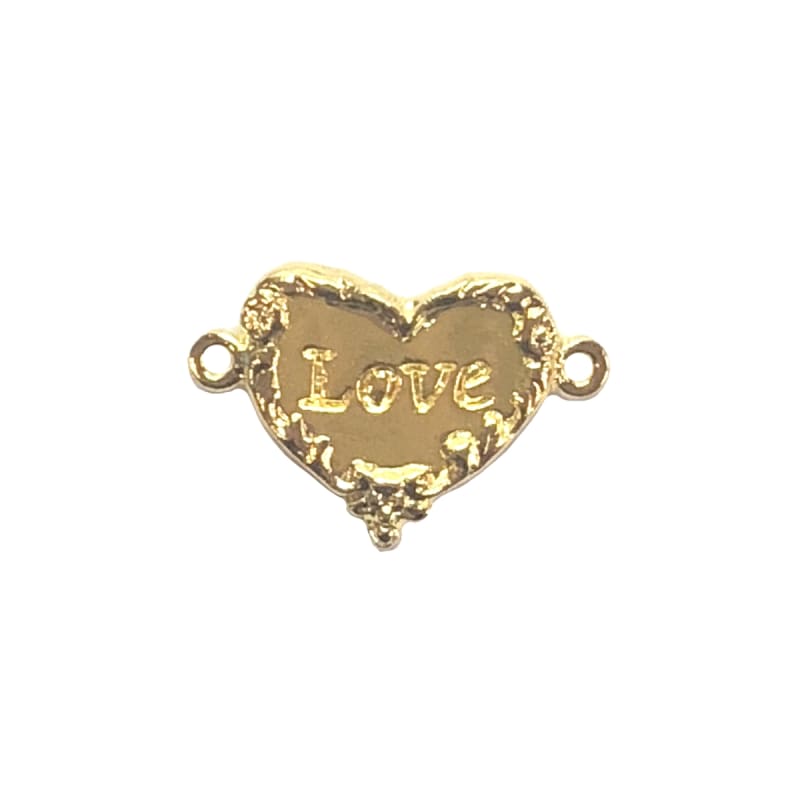 Victorian heart love connector, 22K gold finish pewter, love ...