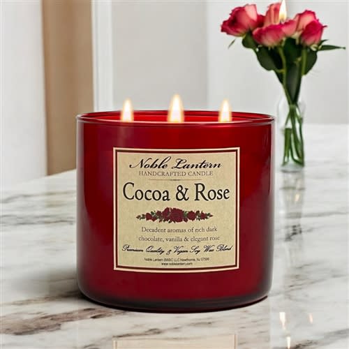 Cocoa and Rose Soy Wax Candle three wick