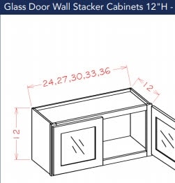 Shaker Grey Stacker wall glass door cabinet 27" w x 12" h x 12" d no glass provided
stack this cabinet on top of other cabinets