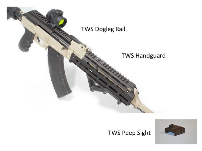 photo of TWS GEN3 RAILSET DOGLEG RAIL HANDGUARD AND SIGHT #33010 AK47 TEXAS WEAPON SYSTEMS