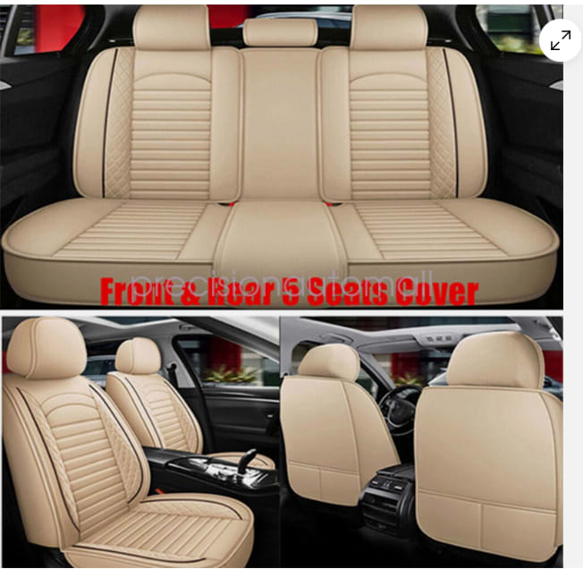 PU Leather 5 Seat Covers Full Set Front & Rear Cushion