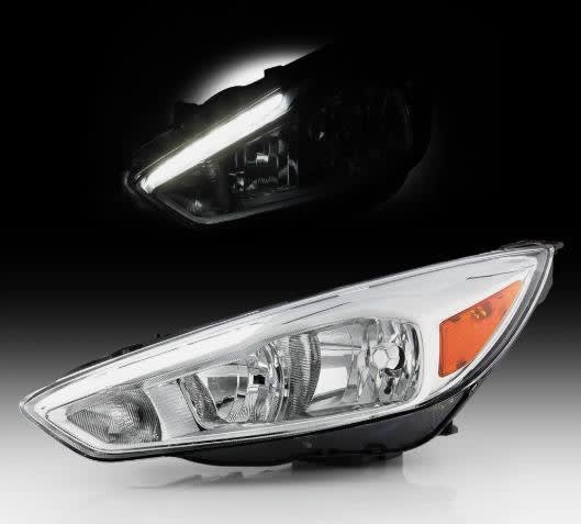 Halogen Chrome w/ LED DRL Headlight Headlamp LH Driver Side