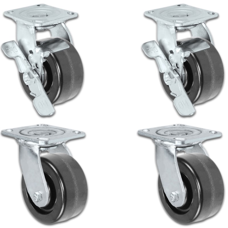 4 Swivel Stem Casters for Utility Carts - 4/Set