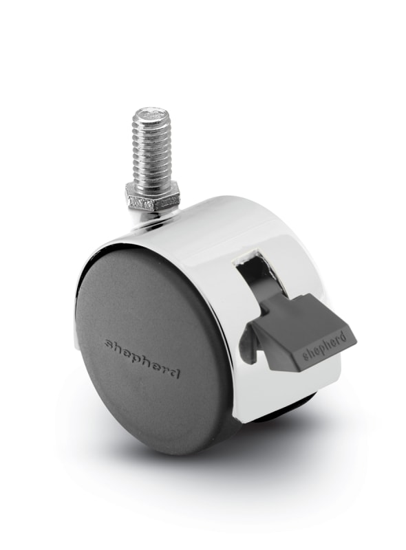 PPA50637BCB Bright Chrome Finish Locking Pacer Hooded Stem Caster 50mm Diameter 3/8" x